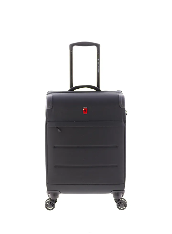 maleta de cabina gladiator helios negra nylon expandible 4 ruedas