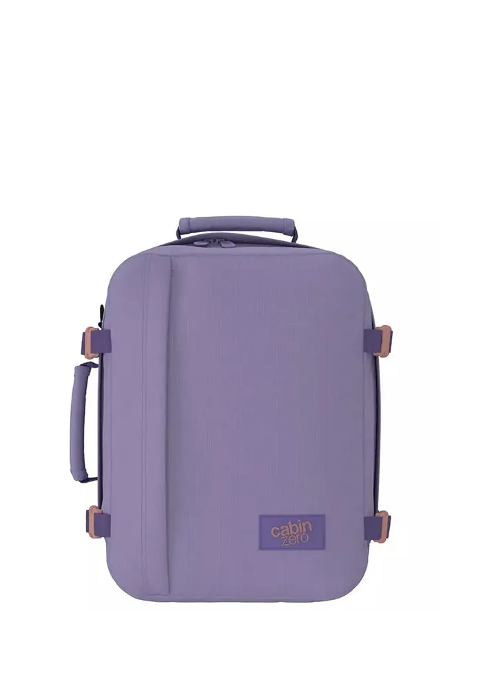 Mochila CabinZero Classic 28L Smoking Violet, vista de producto para viaje y cabina